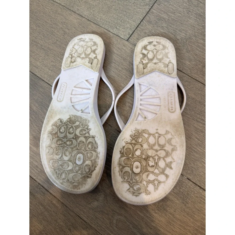 Coach Sandals Womens Size 7 Pink White Landon Jelly Bow Thong‎ Flip Flops EU 37 - Picture 5 of 7